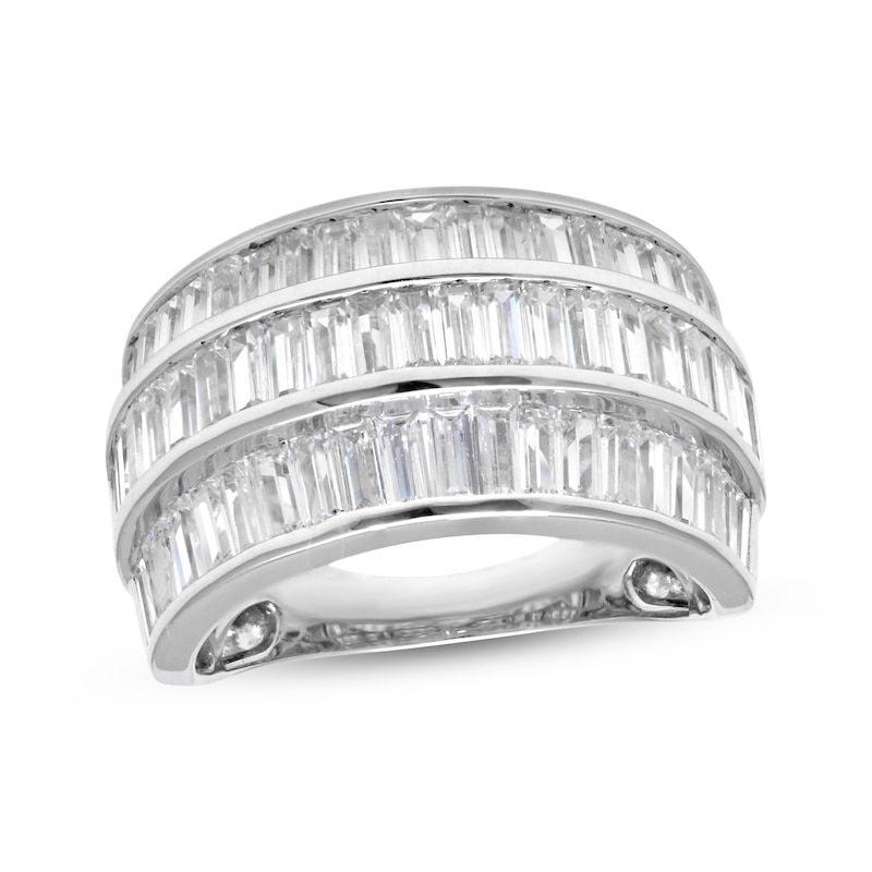 Main Image 1 of Baguette-Cut Lab-Grown Diamond Three-Row Fashion Ring 2 ct tw 10K White Gold