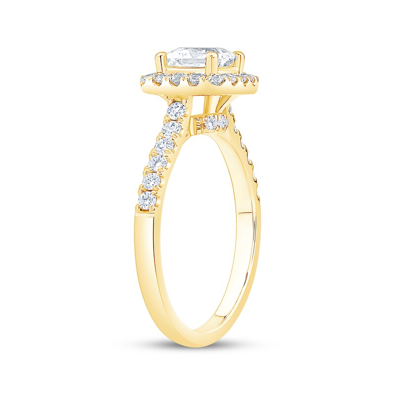Main Image 2 of Adore Heirloom Certified Princess-Cut Diamond Halo Engagement Ring 1-1/5 ct tw 18K Yellow Gold