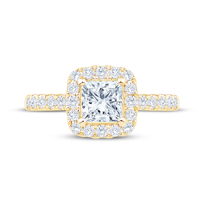 Main Image 3 of Adore Heirloom Certified Princess-Cut Diamond Halo Engagement Ring 1-1/5 ct tw 18K Yellow Gold