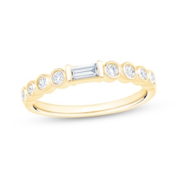 Baguette & Round-Cut Diamond Anniversary Ring 1/3 ct tw 10K Yellow Gold