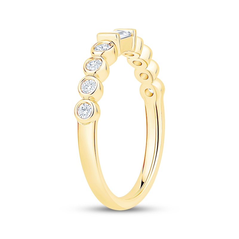 Main Image 2 of Baguette & Round-Cut Diamond Anniversary Ring 1/3 ct tw 10K Yellow Gold