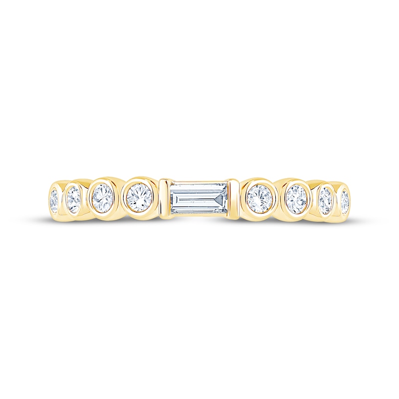 Main Image 3 of Baguette & Round-Cut Diamond Anniversary Ring 1/3 ct tw 10K Yellow Gold