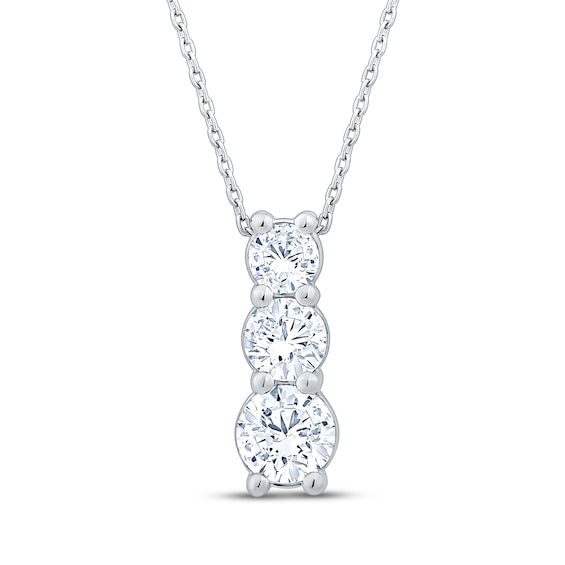 Adore Heirloom Certified Three-Stone Drop Necklace 1 ct tw Platinum 18"