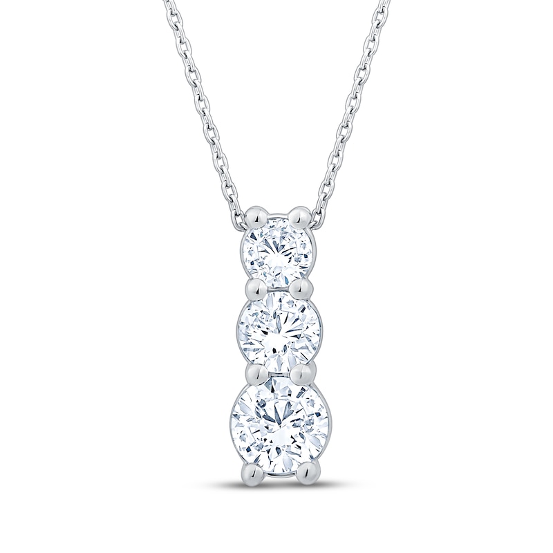 Main Image 1 of Adore Heirloom Certified Three-Stone Drop Necklace 1 ct tw Platinum 18"
