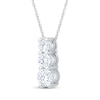 Thumbnail Image 2 of Adore Heirloom Certified Three-Stone Drop Necklace 1 ct tw Platinum 18"