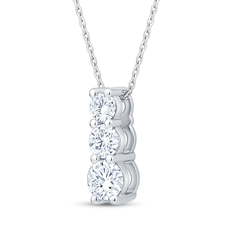 Main Image 2 of Adore Heirloom Certified Three-Stone Drop Necklace 1 ct tw Platinum 18"