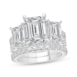 Adore Lab-Grown Diamonds Emerald-Cut Three-Stone Bridal Set 9 ct tw 14K White Gold