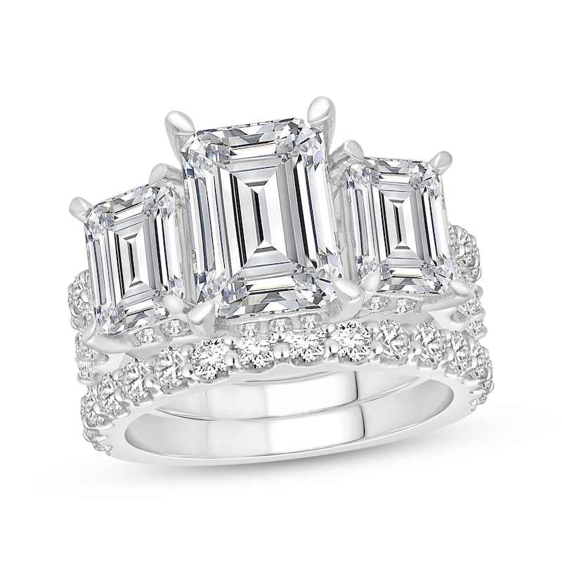 Main Image 1 of Adore Lab-Grown Diamonds Emerald-Cut Three-Stone Bridal Set 9 ct tw 14K White Gold