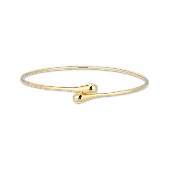Polished Teardrop Flex Bangle Bracelet 24K Yellow Gold Vermeil Sterling Silver 7.25"