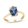 Thumbnail Image 1 of Cushion-Cut London Blue Topaz & Diamond Wrapped Ring 1/15 ct tw 10K Yellow Gold