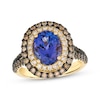 Thumbnail Image 1 of Le Vian Oval-Cut Tanzanite Double Halo Ring 1 ct tw Diamonds 14K Honey Gold