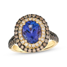 Le Vian Oval-Cut Tanzanite Double Halo Ring 1 ct tw Diamonds 14K Honey Gold