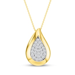 Lab-Grown Diamond Multi-Stone Teardrop Necklace 1/5 ct tw 24K Yellow Gold Vermeil Sterling Silver 18"
