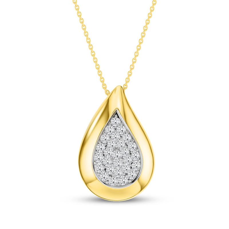 Main Image 1 of Lab-Grown Diamond Multi-Stone Teardrop Necklace 1/5 ct tw 24K Yellow Gold Vermeil Sterling Silver 18"