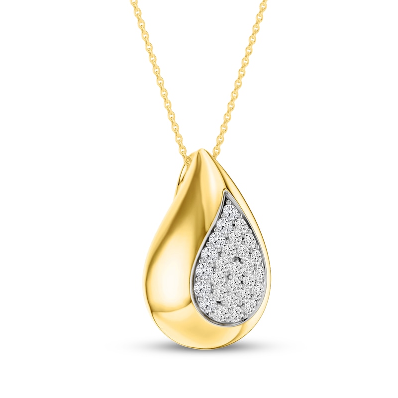 Main Image 2 of Lab-Grown Diamond Multi-Stone Teardrop Necklace 1/5 ct tw 24K Yellow Gold Vermeil Sterling Silver 18"