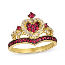 Le Vian Ruby Heart Crown Ring 1/5 ct tw Diamonds 14K Honey Gold