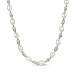 Cultured Pearl & Bead Necklace Sterling Silver 18"
