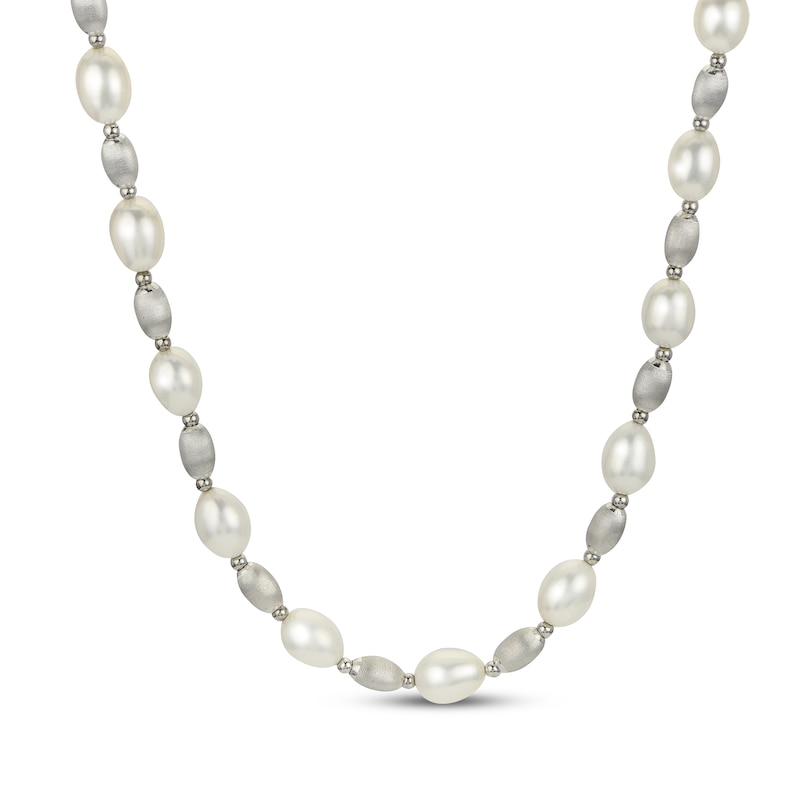 Main Image 1 of Cultured Pearl & Bead Necklace Sterling Silver 18"
