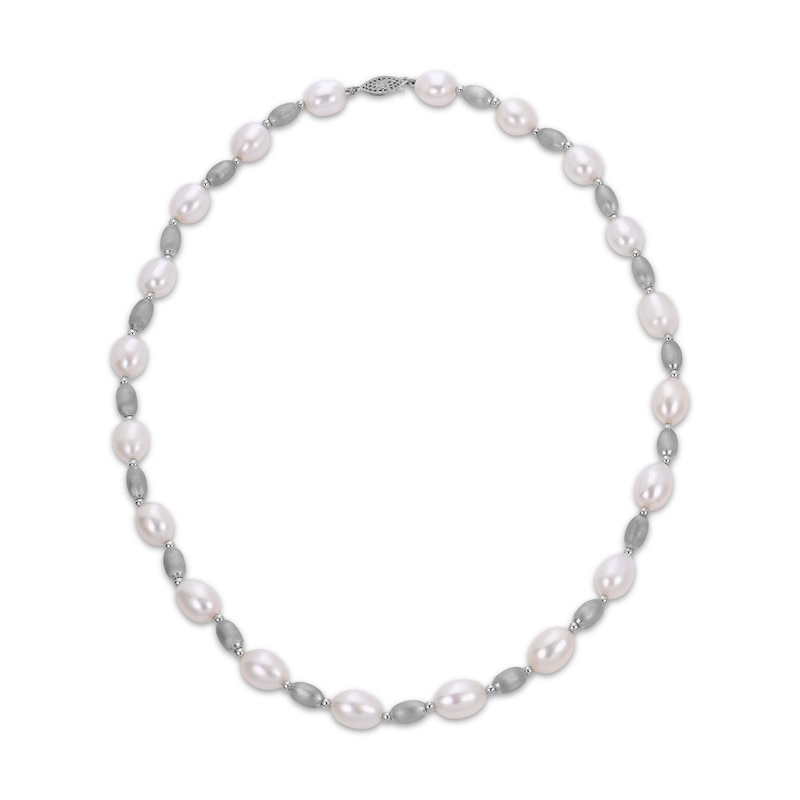 Main Image 2 of Cultured Pearl & Bead Necklace Sterling Silver 18"