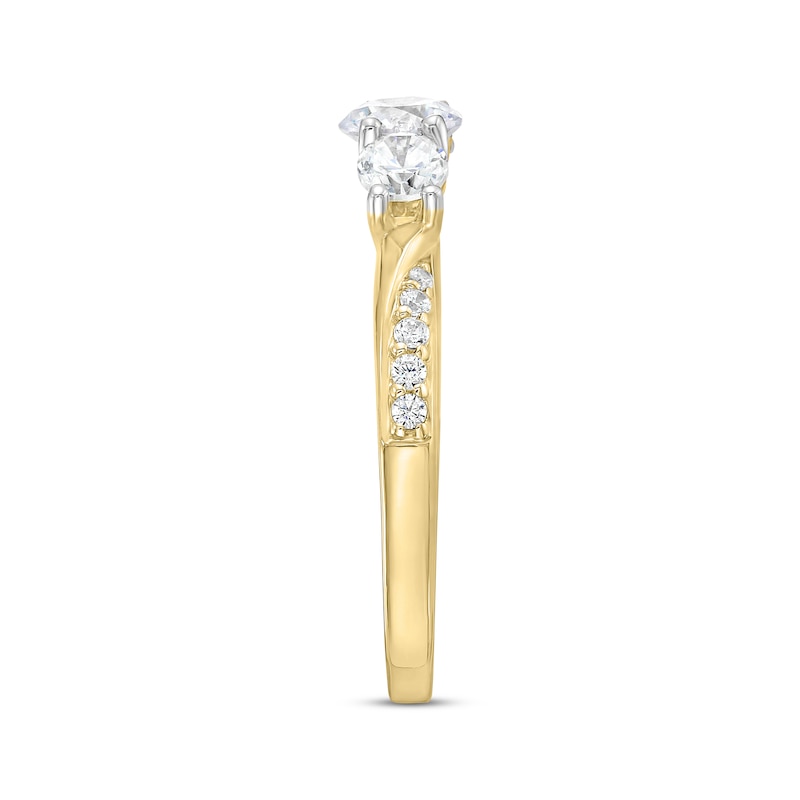 Main Image 2 of Adore Round-Cut Diamond Three-Stone Engagement Ring 1 ct tw 10K Yellow Gold
