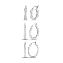 Three-Pair Hoop Earrings Set Sterling Silver