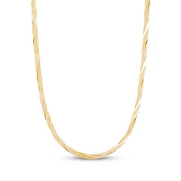 2.7mm Braided Herringbone Chain Necklace Solid 10K Yellow Gold 18"