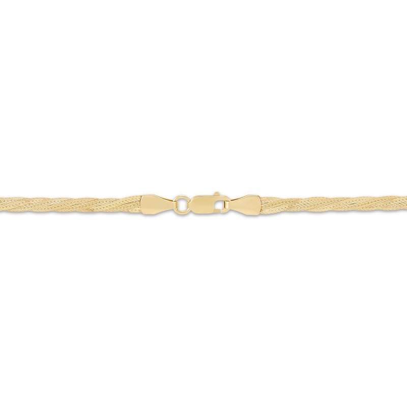 Main Image 2 of 2.7mm Braided Herringbone Chain Necklace Solid 10K Yellow Gold 18"