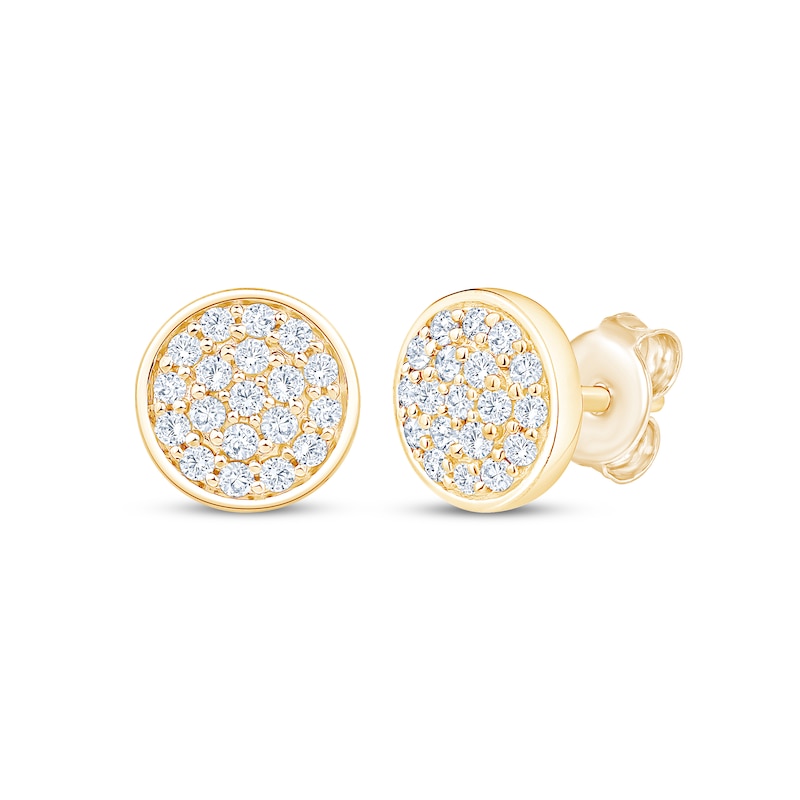 Main Image 1 of Multi-Diamond Circle Stud Earrings 1/3 ct tw 10K Yellow Gold