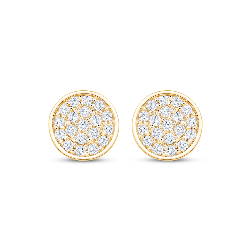 Main Image 2 of Multi-Diamond Circle Stud Earrings 1/3 ct tw 10K Yellow Gold