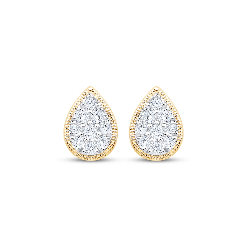 Main Image 2 of Multi-Diamond Teardrop Stud Earrings 1/6 ct tw 10K Yellow Gold