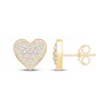 Thumbnail Image 3 of Multi-Diamond Heart Stud Earrings 1/3 ct tw 10K Yellow Gold