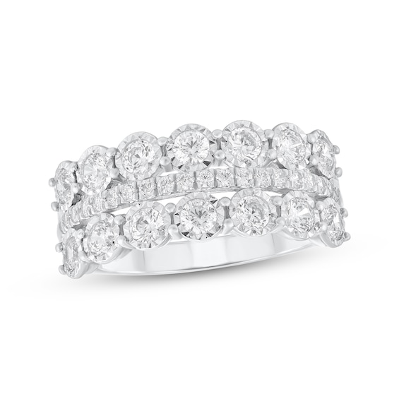 Adore Diamond Three-Row Anniversary Ring 1 ct tw 10K White Gold
