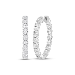 Diamond Hoop Earrings 1/5 ct tw Sterling Silver