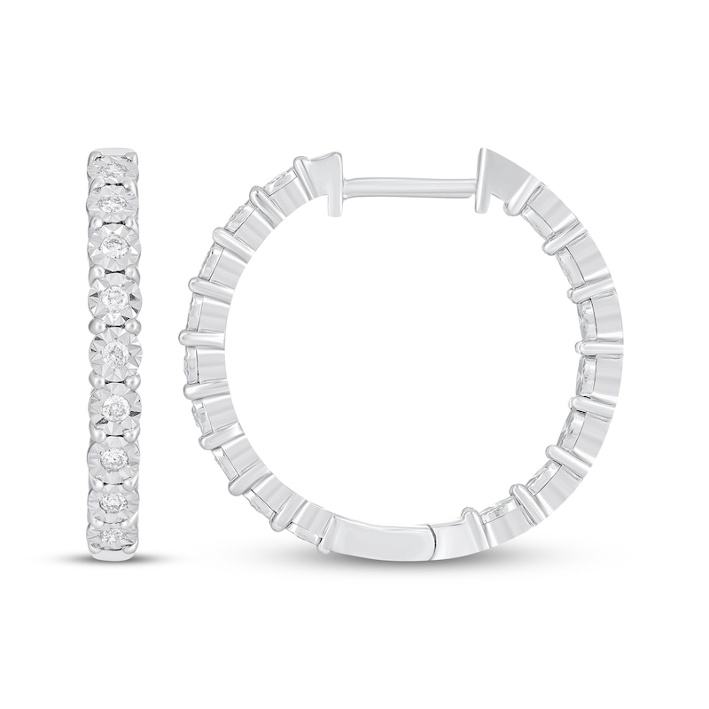Main Image 3 of Diamond Hoop Earrings 1/5 ct tw Sterling Silver