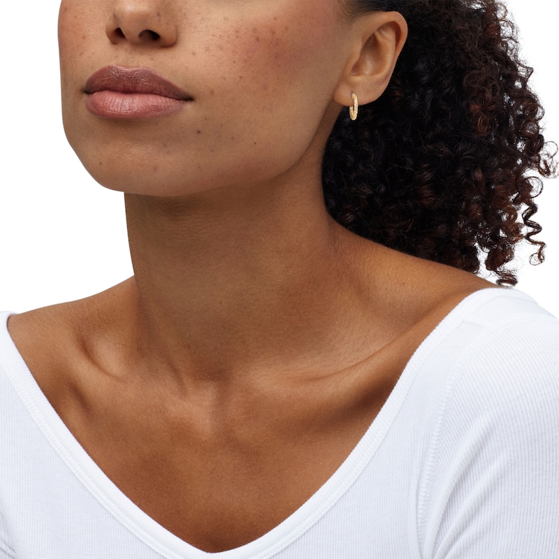 Main Image 5 of Twist & Polished Hoop Earrings Set 10K Yellow Gold