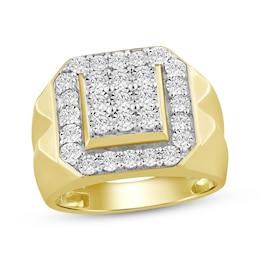 Men's Multi-Diamond Square Ring 1/2 ct tw 10K Yellow Gold