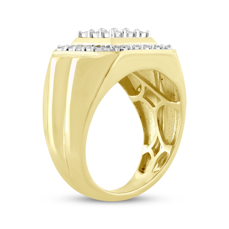 Main Image 2 of Men's Multi-Diamond Square Ring 1/2 ct tw 10K Yellow Gold