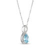 Thumbnail Image 2 of Pear-Shaped Swiss Blue Topaz & White Lab-Created Sapphire Necklace Sterling Silver 18"