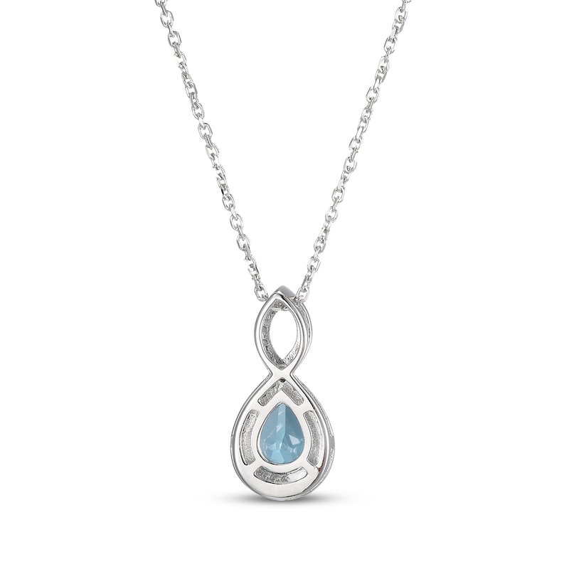 Main Image 3 of Pear-Shaped Swiss Blue Topaz & White Lab-Created Sapphire Necklace Sterling Silver 18"