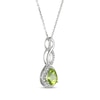 Thumbnail Image 2 of Pear-Shaped Peridot & White Lab-Created Sapphire Twist Drop Necklace Sterling Silver 18"