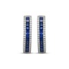 Thumbnail Image 2 of Baguette-Cut Blue Lab-Created Sapphire & White Lab-Created Sapphire Hoop Earrings Sterling Silver