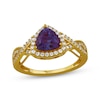 Thumbnail Image 1 of Trillion-Cut Lab-Created Alexandrite & White Lab-Created Sapphire Ring 10K Yellow Gold
