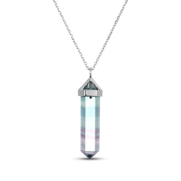 Hexagon-Cut Fluorite Necklace Sterling Silver 18"