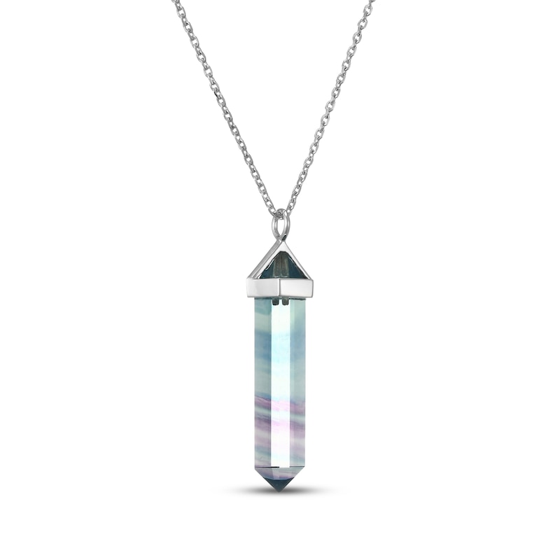 Main Image 2 of Hexagon-Cut Fluorite Necklace Sterling Silver 18"