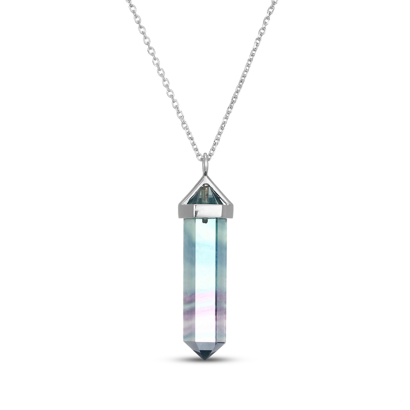 Main Image 3 of Hexagon-Cut Fluorite Necklace Sterling Silver 18"