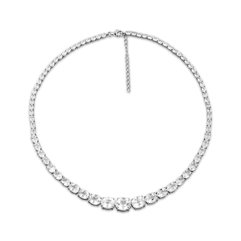 Main Image 2 of Oval-Cut White Lab-Created Sapphire Graduated Riviera Necklace Sterling Silver 16"