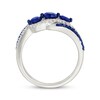 Thumbnail Image 3 of Blue & White Lab-Created Sapphire Three-Stone Bypass Ring Sterling Silver