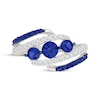 Thumbnail Image 4 of Blue & White Lab-Created Sapphire Three-Stone Bypass Ring Sterling Silver
