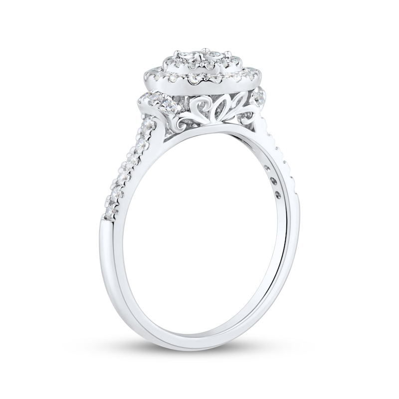 Main Image 2 of Adore Round-Cut Diamond Double Halo Engagement Ring 1/2 ct tw 10K White Gold