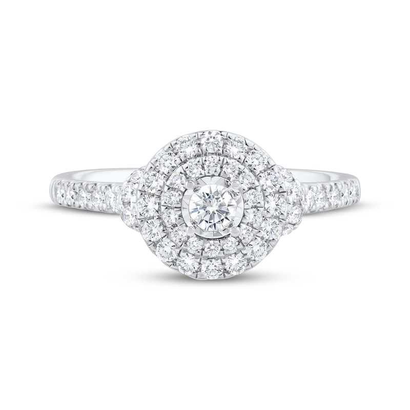 Main Image 3 of Adore Round-Cut Diamond Double Halo Engagement Ring 1/2 ct tw 10K White Gold